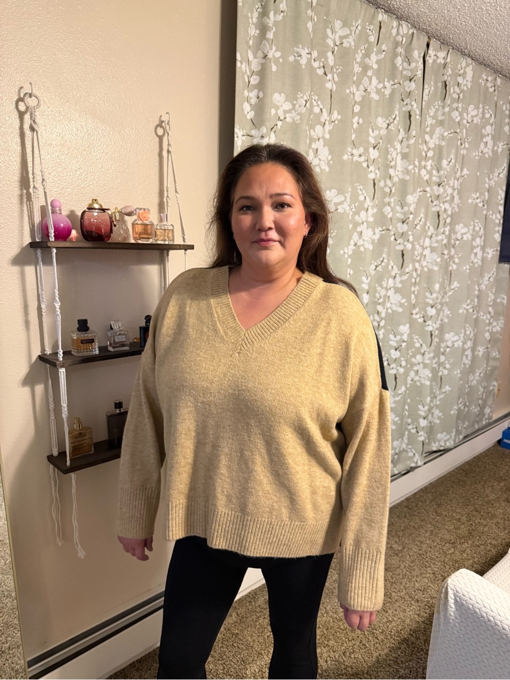 Vince Camuto Women's V-Neck Sweater in Beige